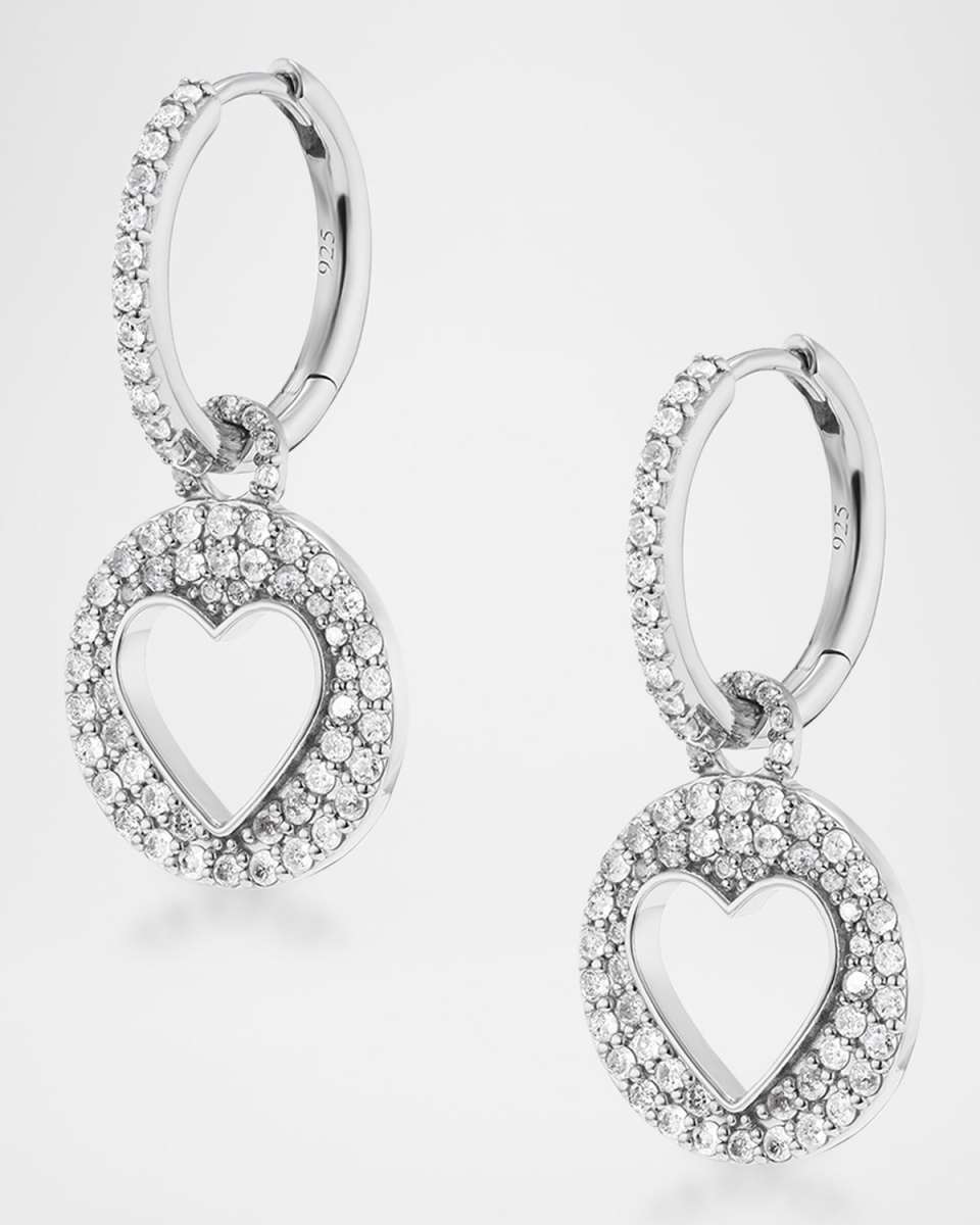 Diamond Open Heart Charm Huggie Earrings